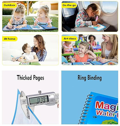 Magic Water Coloring Book Reusable Aqua Painting Books with Water Pen for Toddlers & Kids