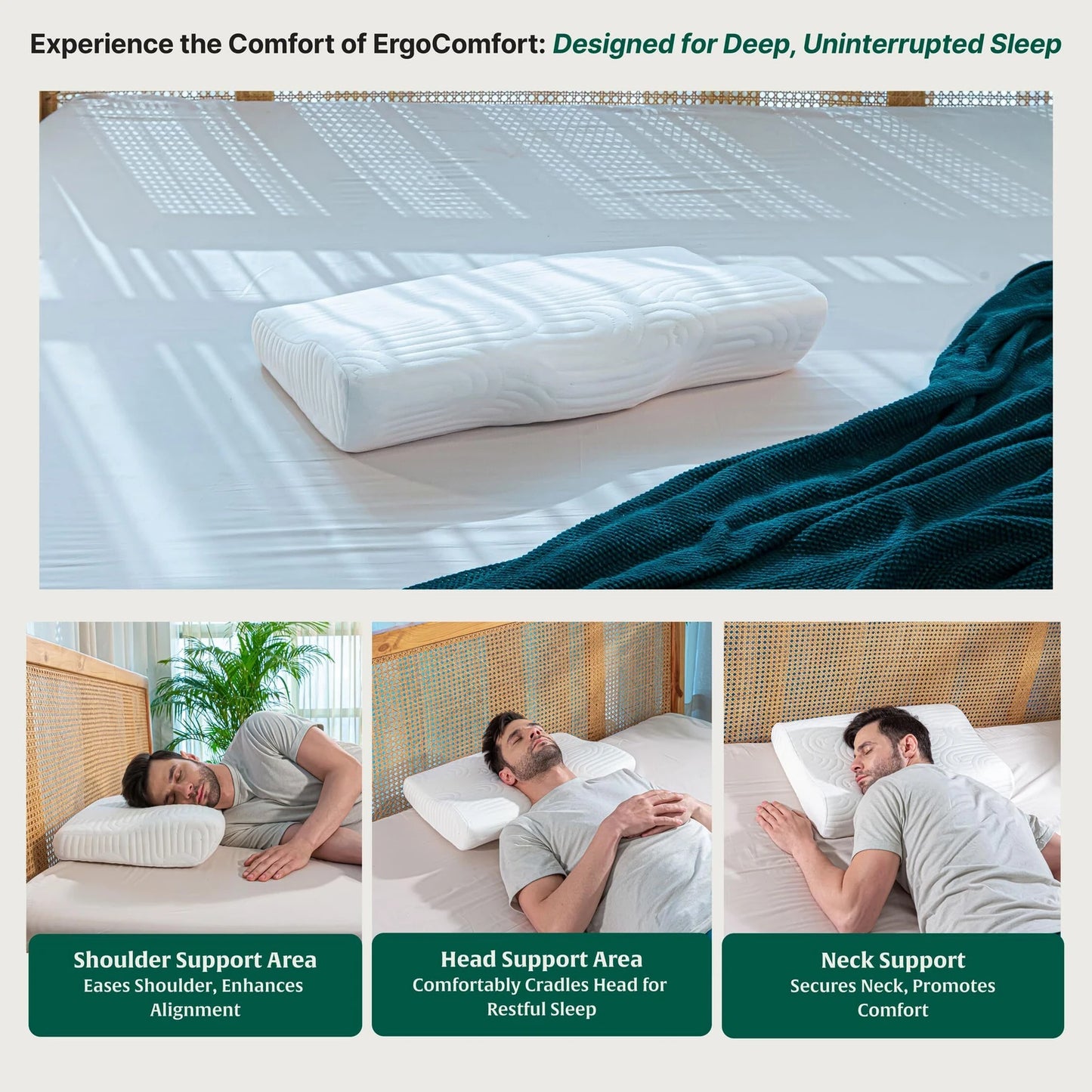 Memory Foam Solid Orthopaedic  Pillow White