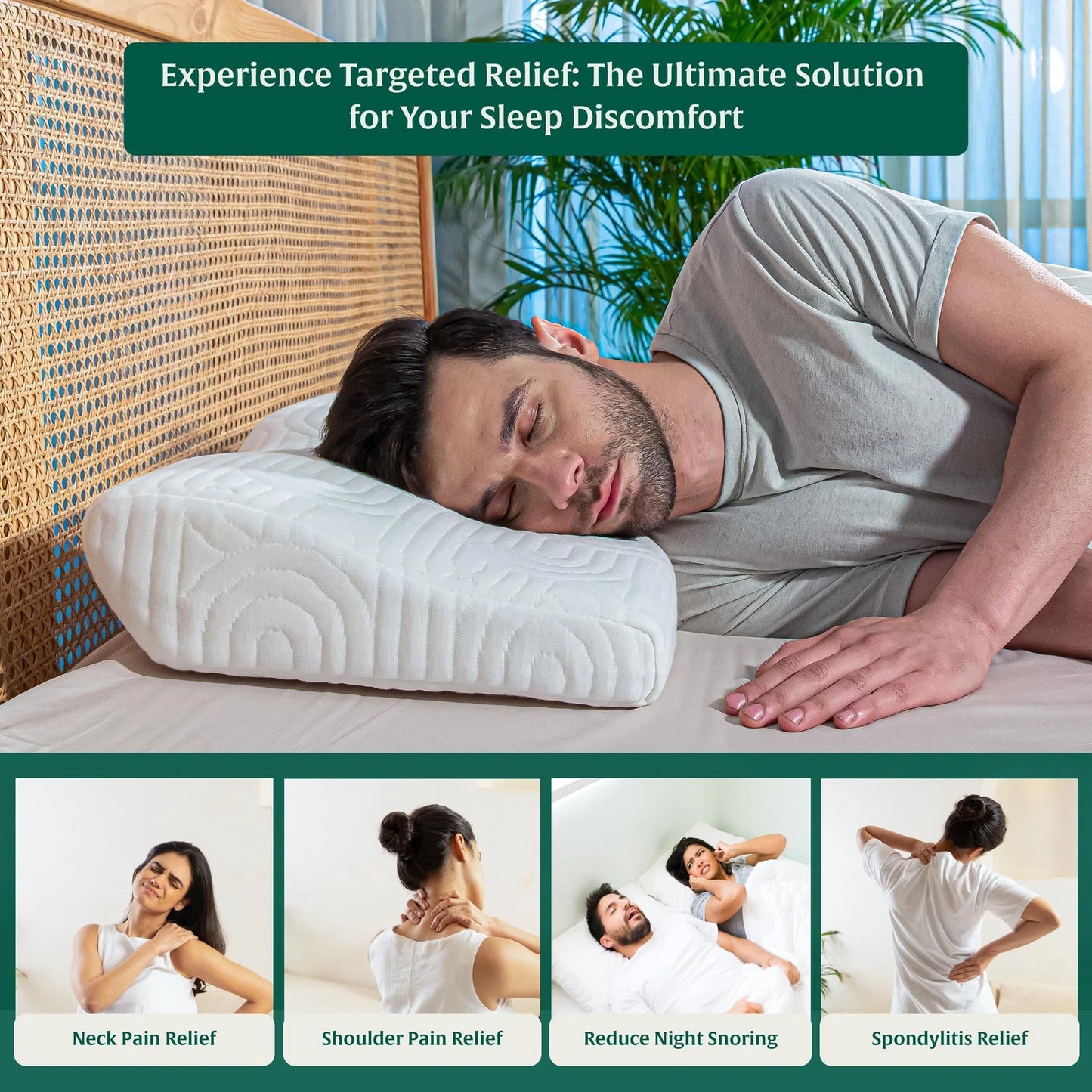 Memory Foam Solid Orthopaedic  Pillow White