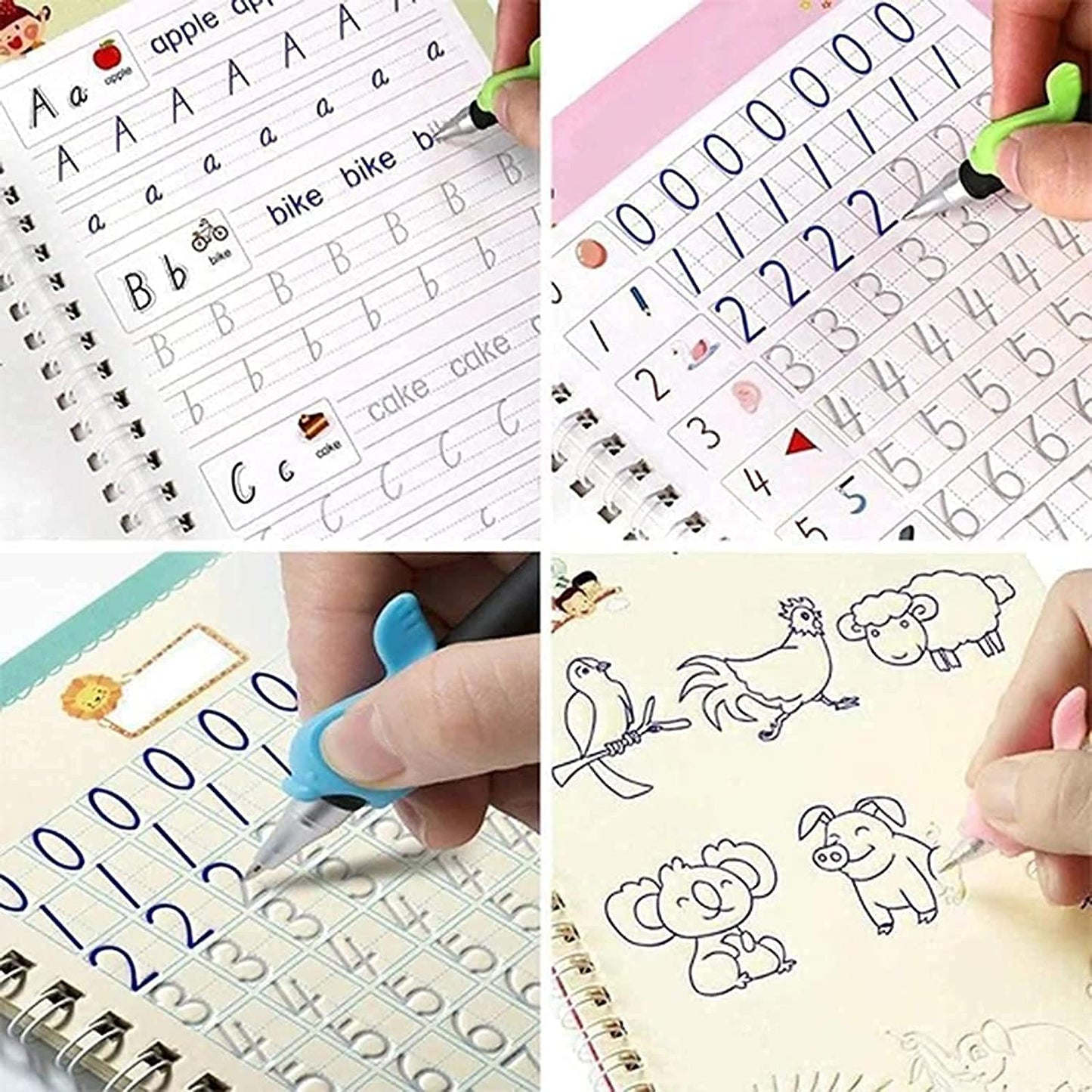 Sank Magic Practice Copybook,Number Tracing Book for Preschoolers with Pen, Magic calligraphy books for kids Reusable Writing Tool