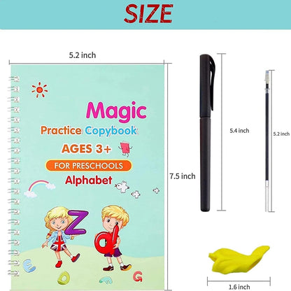 Sank Magic Practice Copybook,Number Tracing Book for Preschoolers with Pen, Magic calligraphy books for kids Reusable Writing Tool