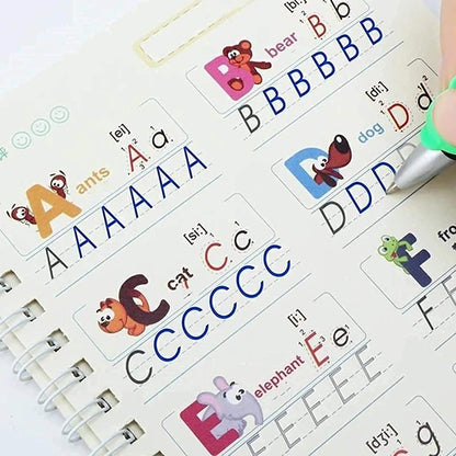 Sank Magic Practice Copybook,Number Tracing Book for Preschoolers with Pen, Magic calligraphy books for kids Reusable Writing Tool